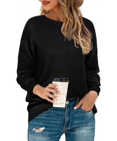Women's Sweaters Fall 2023 Casual Long Sleeve Cable Knit Sweater Loose Tops Ab-black $18.91 Sweaters