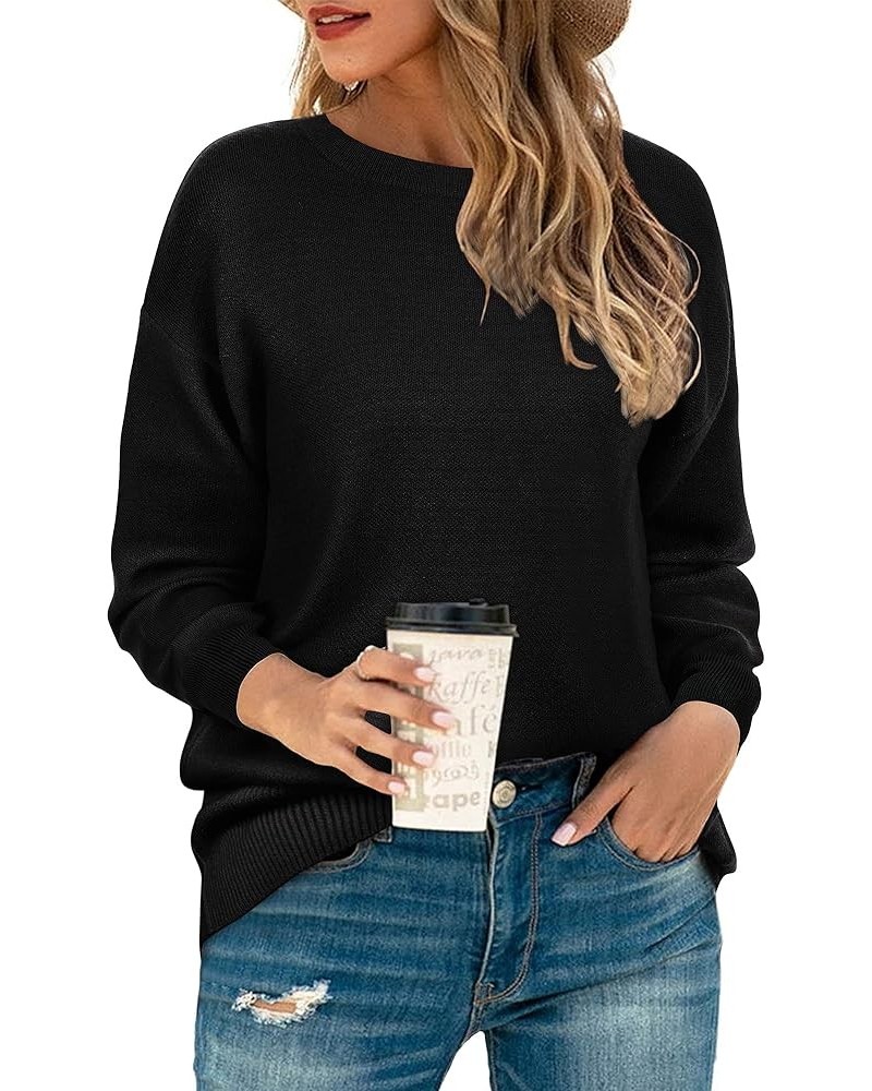 Women's Sweaters Fall 2023 Casual Long Sleeve Cable Knit Sweater Loose Tops Ab-black $18.91 Sweaters