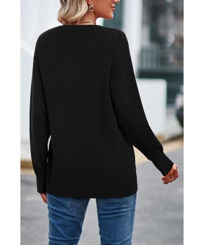 Women's Sweaters Fall 2023 Casual Long Sleeve Cable Knit Sweater Loose Tops Ab-black $18.91 Sweaters