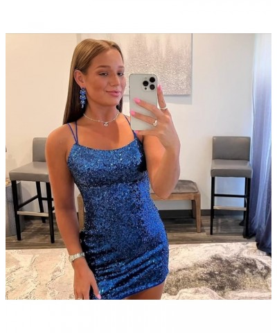 Short Tight Homecoming Dresses for Teens Sparkly Sequin Backless Mini Prom Cocktail Party Gowns Blue $26.09 Dresses