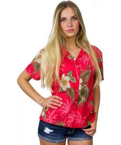 Funky Casual Hawaiian Blouse Shirt for Women Front Pocket Button Down Very Loud Shortsleeve Small Flower Print Small Flower P...