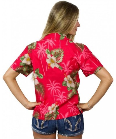 Funky Casual Hawaiian Blouse Shirt for Women Front Pocket Button Down Very Loud Shortsleeve Small Flower Print Small Flower P...