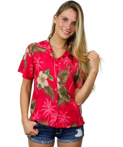 Funky Casual Hawaiian Blouse Shirt for Women Front Pocket Button Down Very Loud Shortsleeve Small Flower Print Small Flower P...