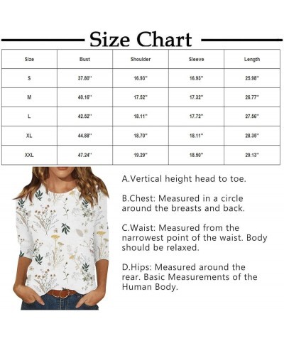 Womens Tshirts Round Neck Floral Print Breathable Pullover Tops Casual Loose 3/4 Sleeve Lightweight Blouses 4-gray $5.11 Acti...