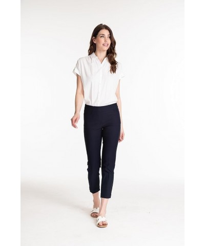 Women's Pull on Solid Fine Line Plus Size Twill Crop Midnight $25.44 Pants