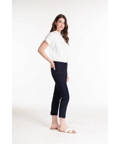 Women's Pull on Solid Fine Line Plus Size Twill Crop Midnight $25.44 Pants