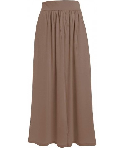 Women's Rayon Span Regular to Plus Size Basic Solid Maxi Skirt(S-5X) 02darkcoco $15.39 Skirts