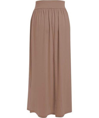 Women's Rayon Span Regular to Plus Size Basic Solid Maxi Skirt(S-5X) 02darkcoco $15.39 Skirts