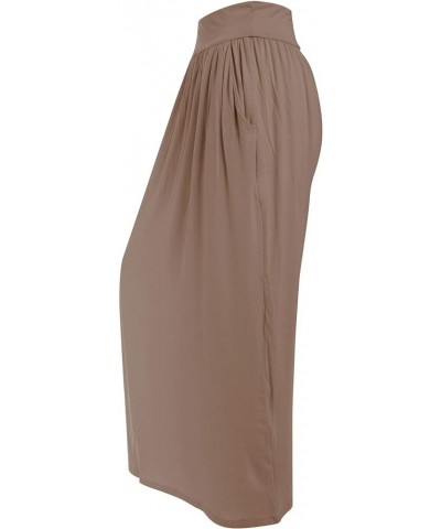 Women's Rayon Span Regular to Plus Size Basic Solid Maxi Skirt(S-5X) 02darkcoco $15.39 Skirts