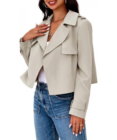 Womens Cropped Trench Coat Casual Long Sleeve Notched Lapel Blazer Jacket Camel $26.95 Coats