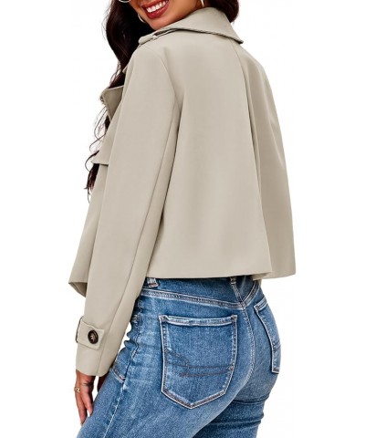 Womens Cropped Trench Coat Casual Long Sleeve Notched Lapel Blazer Jacket Camel $26.95 Coats