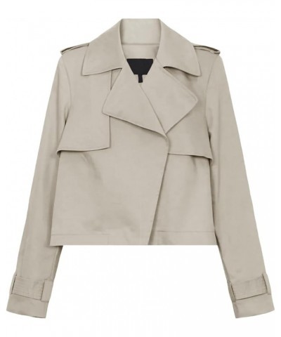 Womens Cropped Trench Coat Casual Long Sleeve Notched Lapel Blazer Jacket Camel $26.95 Coats