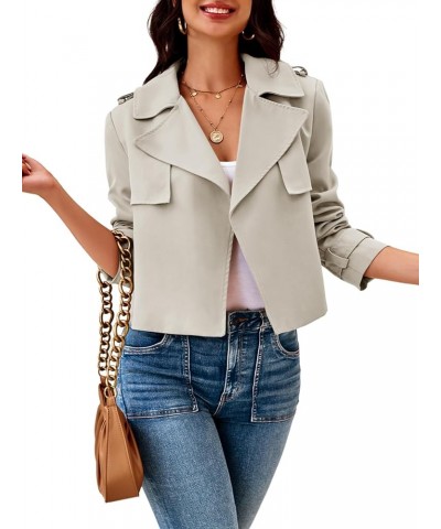 Womens Cropped Trench Coat Casual Long Sleeve Notched Lapel Blazer Jacket Camel $26.95 Coats