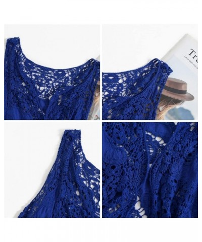 Women’s Hollow Knitting Stitch Cardigan Open Front Draped Boho Hippie Crochet Vest Dark Blue $16.23 Sweaters