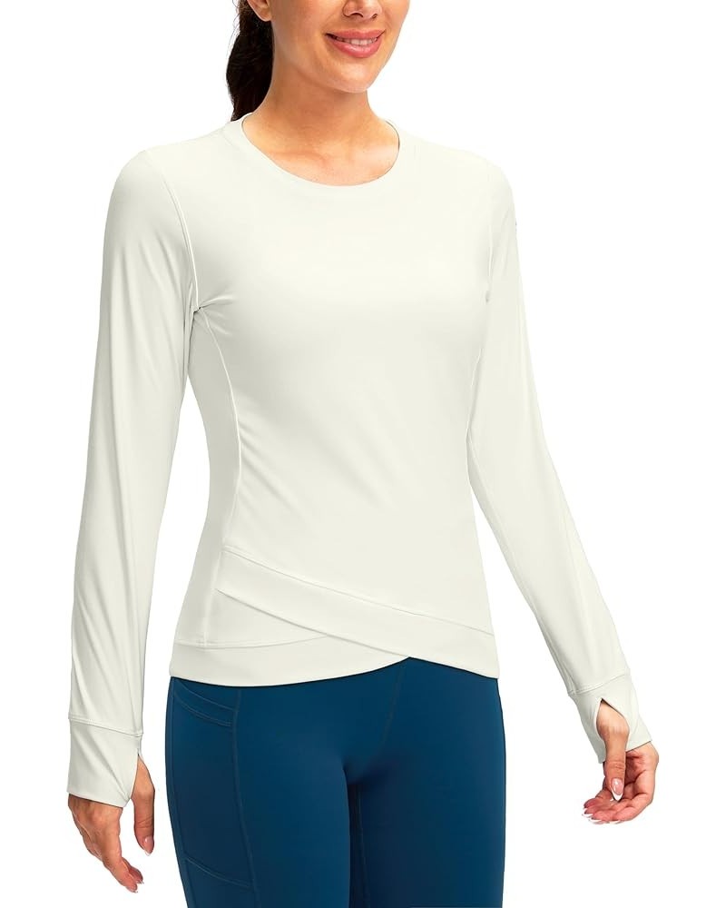 Women's Long Sleeve Workout Tops Athletic Compression Shirts Cross Hem Running Gym Yoga Shirt with Thumb Hole Bone $12.18 Act...