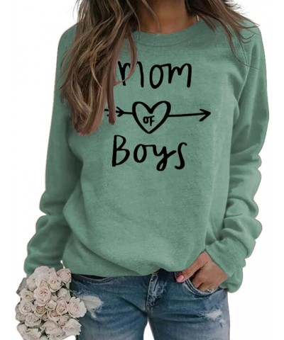 Mom of Boys Sweatshirt Women Long Sleeve Letters Print Pullover Mama Sweatshirt Casual Loose Crewneck Tops For Winter Light G...