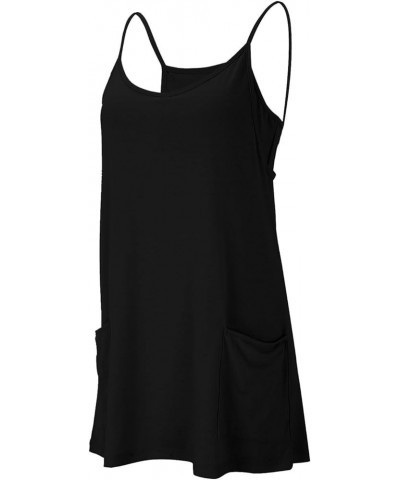 Summer Rompers For Women Casual Dressy Sleeveless Spaghetti Strap Shorts Jumpsuit Overalls Outfits With Pockets D-black $24.7...