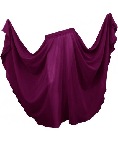 36" Long Women's Chiffon Full Circle Swing Halloween Belly Dance Skirt 9 Yard Violet Red $14.27 Skirts