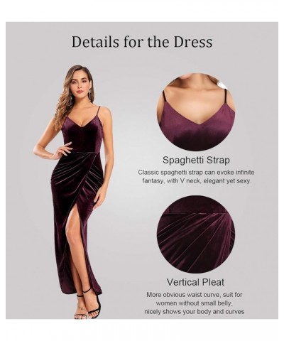 Elegant Spaghetti Strap Velvet Holiday Party Dresses for Women Burgundy $24.20 Dresses