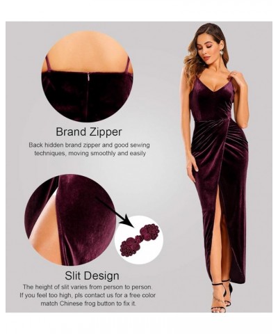 Elegant Spaghetti Strap Velvet Holiday Party Dresses for Women Burgundy $24.20 Dresses