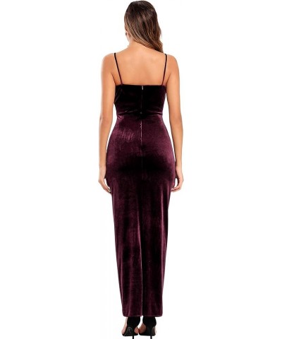 Elegant Spaghetti Strap Velvet Holiday Party Dresses for Women Burgundy $24.20 Dresses