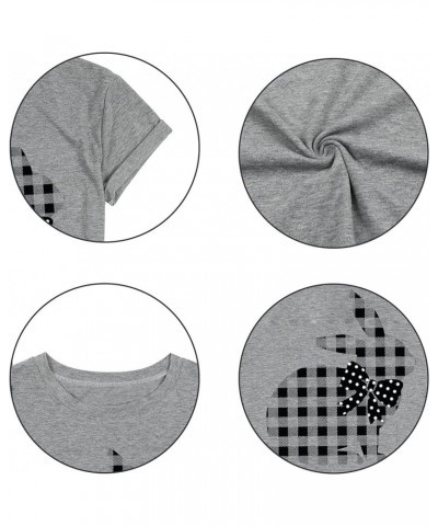 Easter Shirts for Women Cute Happy Easter Bunny Rabbit Face Easter Day Shirts Letter Printed Graphic Tee Girls Tops Grey $8.9...