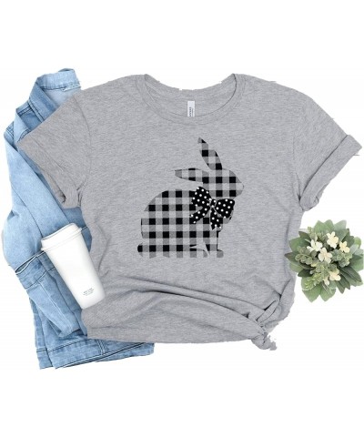 Easter Shirts for Women Cute Happy Easter Bunny Rabbit Face Easter Day Shirts Letter Printed Graphic Tee Girls Tops Grey $8.9...