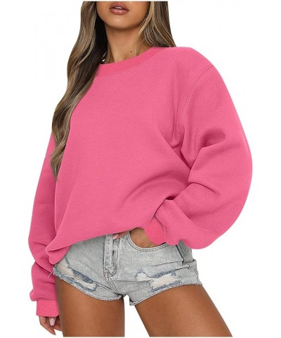 Oversized Sweatshirts for Women Crew Neck Tshirts Long Sleeve Tunic Tops Dressy Cute Shirts Holiday Shirts A21 Hot Pink, Long...