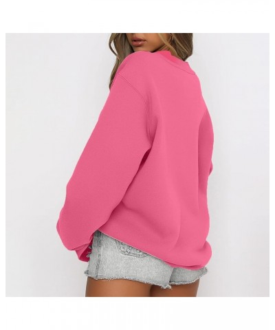 Oversized Sweatshirts for Women Crew Neck Tshirts Long Sleeve Tunic Tops Dressy Cute Shirts Holiday Shirts A21 Hot Pink, Long...