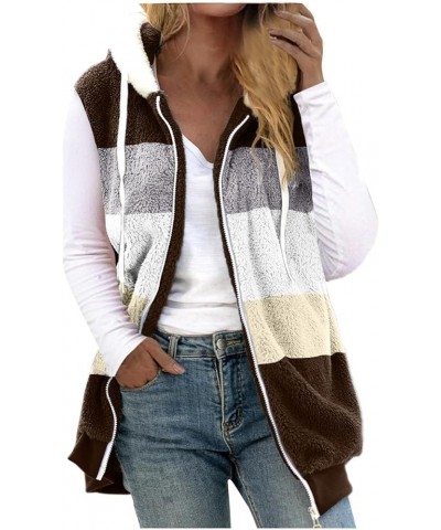 Fleece Vest Women Drawstring Sleeveless Fluffy Fuzzy Fleece Jacket Solid Color Sherpa Thermal Winter Outerwear 18-coffee $10....