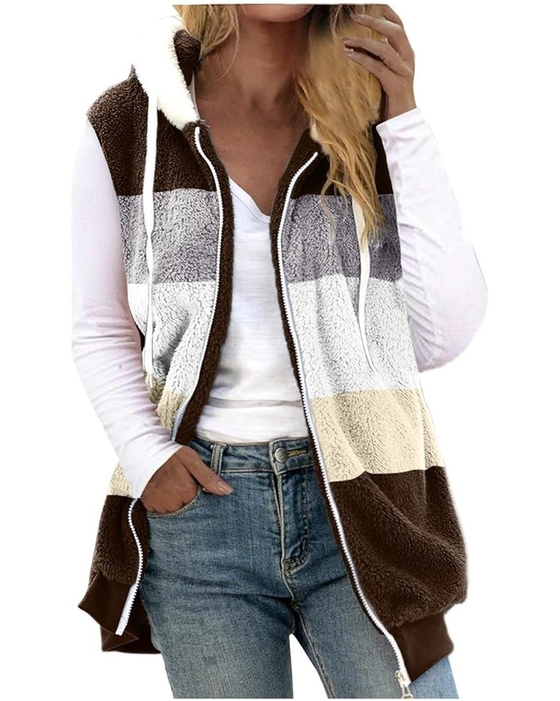 Fleece Vest Women Drawstring Sleeveless Fluffy Fuzzy Fleece Jacket Solid Color Sherpa Thermal Winter Outerwear 18-coffee $10....