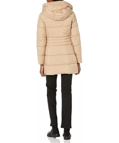 Women's Puffer Jacket with Velvet Lined Hood and Tunnel Neck Camel $50.04 Jackets