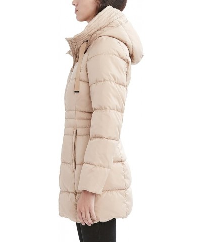 Women's Puffer Jacket with Velvet Lined Hood and Tunnel Neck Camel $50.04 Jackets