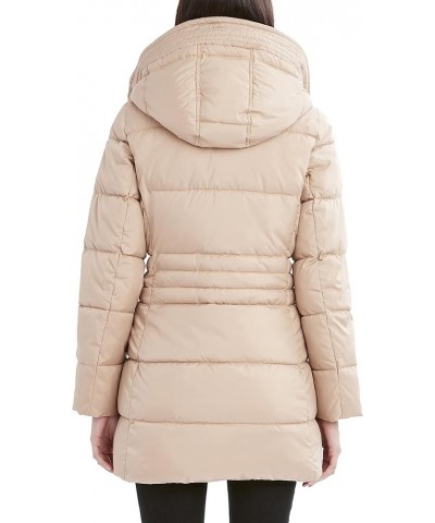 Women's Puffer Jacket with Velvet Lined Hood and Tunnel Neck Camel $50.04 Jackets