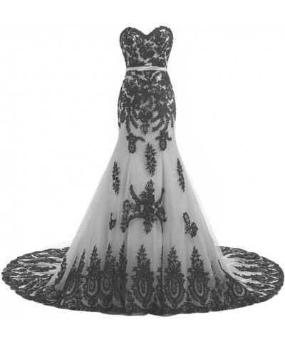 Long Mermaid Black Lace Vintage Gothic Prom Dress Wedding Evening Gown Silver $56.62 Dresses