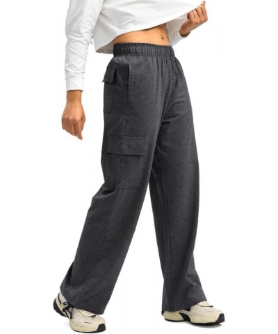 Womens Cargo Sweatpants High Waisted Wide Leg Baggy Cotton Pants Straight Leg Loose Joggers for Casual Lounge Charcoal $23.09...