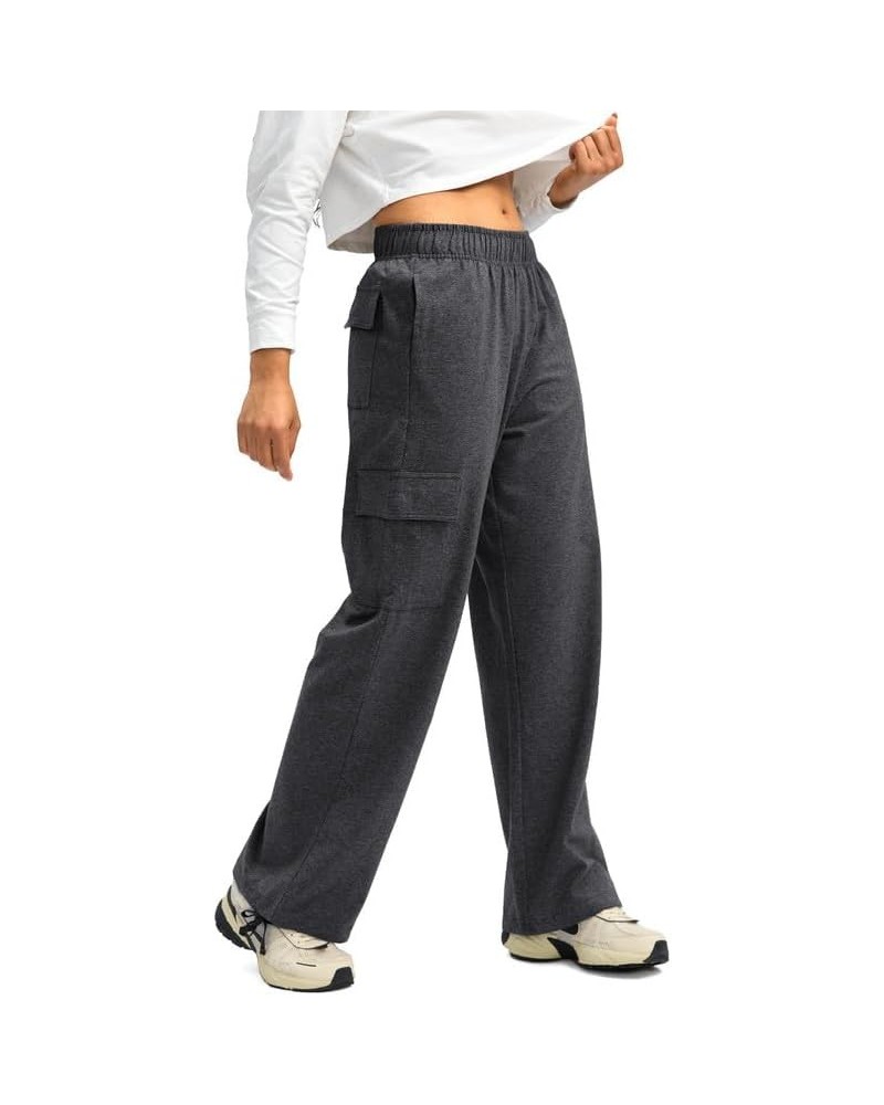 Womens Cargo Sweatpants High Waisted Wide Leg Baggy Cotton Pants Straight Leg Loose Joggers for Casual Lounge Charcoal $23.09...