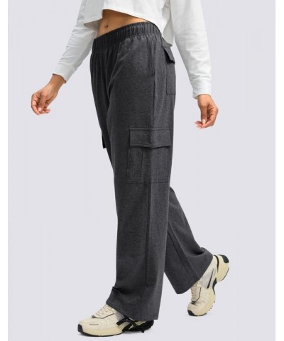 Womens Cargo Sweatpants High Waisted Wide Leg Baggy Cotton Pants Straight Leg Loose Joggers for Casual Lounge Charcoal $23.09...