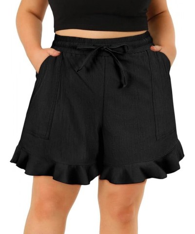 Plus Size Shorts for Women Elastic Waist Lounge Pants Summer Beach Lightweight Shorts A2-black $14.26 Activewear