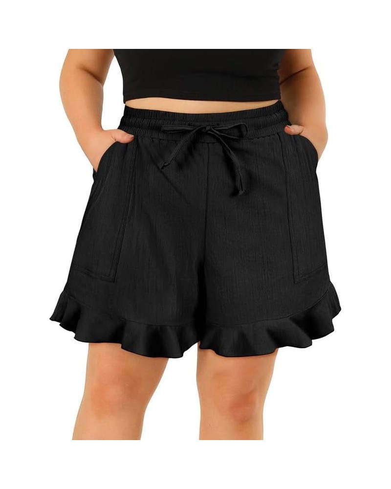 Plus Size Shorts for Women Elastic Waist Lounge Pants Summer Beach Lightweight Shorts A2-black $14.26 Activewear