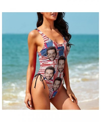 Custom American Flag Swimsuit Personalized Face Bathing Suit with Picture Photo Customized for Women -14 Style 14-american Fl...