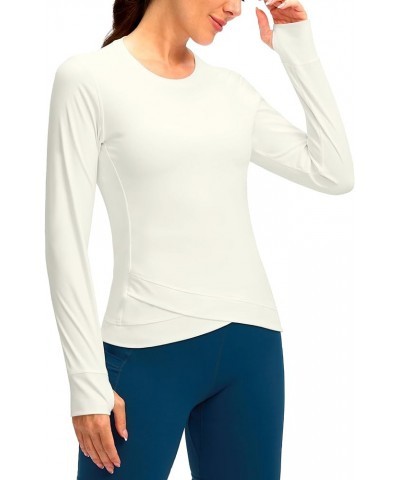 Women's Long Sleeve Workout Tops Athletic Compression Shirts Cross Hem Running Gym Yoga Shirt with Thumb Hole Bone $12.18 Act...
