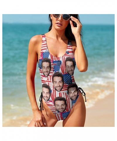 Custom American Flag Swimsuit Personalized Face Bathing Suit with Picture Photo Customized for Women -14 Style 14-american Fl...