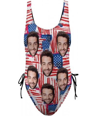 Custom American Flag Swimsuit Personalized Face Bathing Suit with Picture Photo Customized for Women -14 Style 14-american Fl...