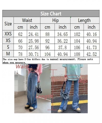 Flare Ripped Jeans for Women High Waisted Stretch Destroyed Bell Bottom Denim Pants Distressed Bootcut Jeans B-blue $13.86 Jeans