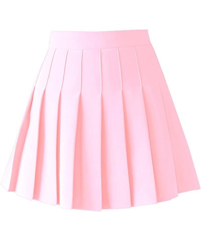Women's High Waist Pleated Mini Skirt Skater Tennis Skirt Pink $12.64 Skirts