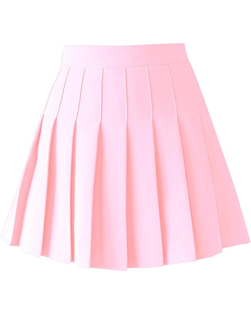 Women's High Waist Pleated Mini Skirt Skater Tennis Skirt Pink $12.64 Skirts