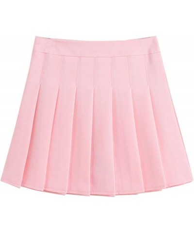 Women's High Waist Pleated Mini Skirt Skater Tennis Skirt Pink $12.64 Skirts