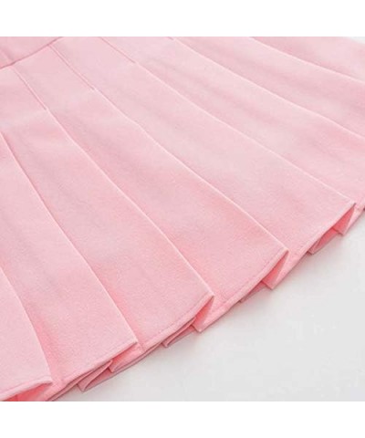 Women's High Waist Pleated Mini Skirt Skater Tennis Skirt Pink $12.64 Skirts