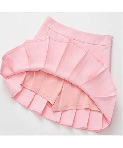 Women's High Waist Pleated Mini Skirt Skater Tennis Skirt Pink $12.64 Skirts